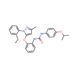 CCc1ccccc1-n1nc(C)cc1Oc1ccccc1NC(=O)Nc1ccc(OC(C)C)cc1 ZINC000029045557