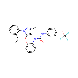 CCc1ccccc1-n1nc(C)cc1Oc1ccccc1NC(=O)Nc1ccc(OC(F)(F)F)cc1 ZINC000029043962