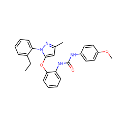 CCc1ccccc1-n1nc(C)cc1Oc1ccccc1NC(=O)Nc1ccc(OC)cc1 ZINC000029045563