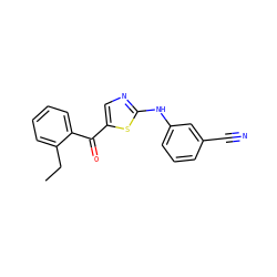 CCc1ccccc1C(=O)c1cnc(Nc2cccc(C#N)c2)s1 ZINC000028344843