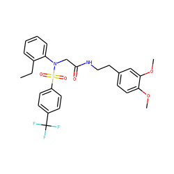 CCc1ccccc1N(CC(=O)NCCc1ccc(OC)c(OC)c1)S(=O)(=O)c1ccc(C(F)(F)F)cc1 ZINC000028890704
