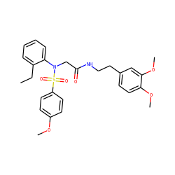 CCc1ccccc1N(CC(=O)NCCc1ccc(OC)c(OC)c1)S(=O)(=O)c1ccc(OC)cc1 ZINC000028890734