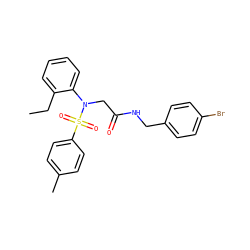 CCc1ccccc1N(CC(=O)NCc1ccc(Br)cc1)S(=O)(=O)c1ccc(C)cc1 ZINC000028890805