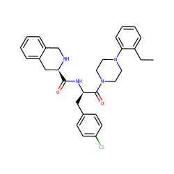 CCc1ccccc1N1CCN(C(=O)[C@@H](Cc2ccc(Cl)cc2)NC(=O)[C@H]2Cc3ccccc3CN2)CC1 ZINC000013559349