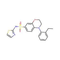 CCc1ccccc1N1CCOc2cc(S(=O)(=O)Nc3nccs3)ccc21 ZINC000220213992