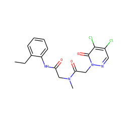 CCc1ccccc1NC(=O)CN(C)C(=O)Cn1ncc(Cl)c(Cl)c1=O ZINC000003464950