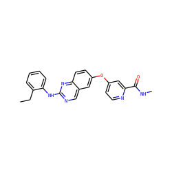 CCc1ccccc1Nc1ncc2cc(Oc3ccnc(C(=O)NC)c3)ccc2n1 ZINC000082152042