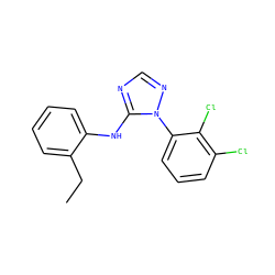 CCc1ccccc1Nc1ncnn1-c1cccc(Cl)c1Cl ZINC000029126496