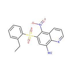 CCc1ccccc1S(=O)(=O)c1cc(N)c2ncccc2c1[N+](=O)[O-] ZINC000029481412
