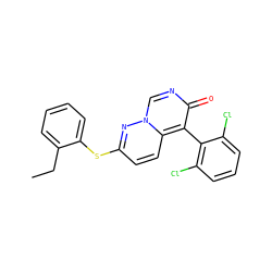CCc1ccccc1Sc1ccc2c(-c3c(Cl)cccc3Cl)c(=O)ncn2n1 ZINC000084633402