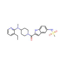 CCc1cccnc1N(C)C1CCN(C(=O)c2cc3cc(NS(C)(=O)=O)ccc3[nH]2)CC1 ZINC000013801176