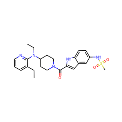 CCc1cccnc1N(CC)C1CCN(C(=O)c2cc3cc(NS(C)(=O)=O)ccc3[nH]2)CC1 ZINC000013801179