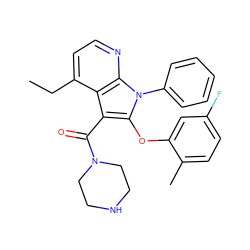 CCc1ccnc2c1c(C(=O)N1CCNCC1)c(Oc1cc(F)ccc1C)n2-c1ccccc1 ZINC000072180073