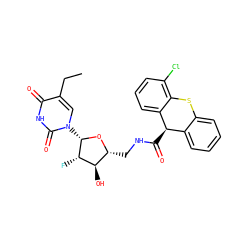 CCc1cn([C@@H]2O[C@H](CNC(=O)[C@@H]3c4ccccc4Sc4c(Cl)cccc43)[C@@H](O)[C@@H]2F)c(=O)[nH]c1=O ZINC000029401611