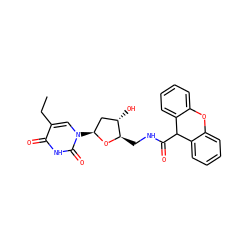 CCc1cn([C@H]2C[C@H](O)[C@@H](CNC(=O)C3c4ccccc4Oc4ccccc43)O2)c(=O)[nH]c1=O ZINC000029399940