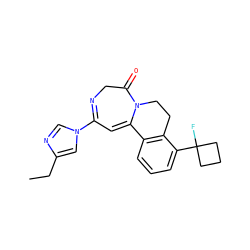 CCc1cn(C2=NCC(=O)N3CCc4c(cccc4C4(F)CCC4)C3=C2)cn1 ZINC000149265835