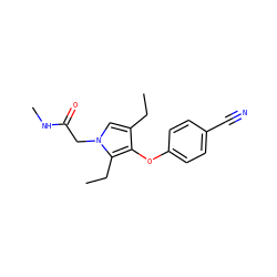 CCc1cn(CC(=O)NC)c(CC)c1Oc1ccc(C#N)cc1 ZINC000049785670