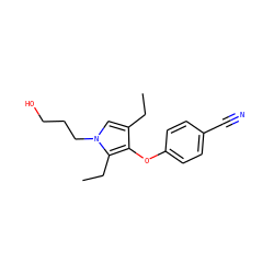 CCc1cn(CCCO)c(CC)c1Oc1ccc(C#N)cc1 ZINC000049047318