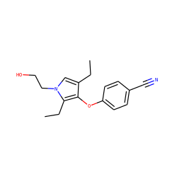 CCc1cn(CCO)c(CC)c1Oc1ccc(C#N)cc1 ZINC000049035950