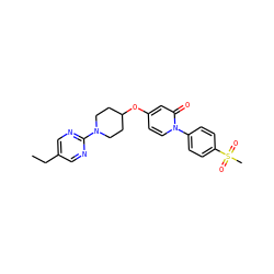CCc1cnc(N2CCC(Oc3ccn(-c4ccc(S(C)(=O)=O)cc4)c(=O)c3)CC2)nc1 ZINC000059069274