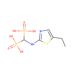 CCc1cnc(NC(P(=O)(O)O)P(=O)(O)O)s1 ZINC000026745495