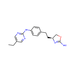 CCc1cnc(Nc2ccc(CC[C@H]3COC(N)=N3)cc2)nc1 ZINC000169701176