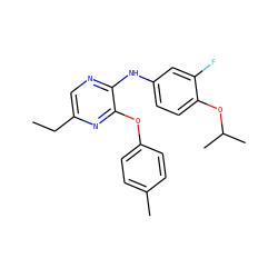 CCc1cnc(Nc2ccc(OC(C)C)c(F)c2)c(Oc2ccc(C)cc2)n1 ZINC000204095693