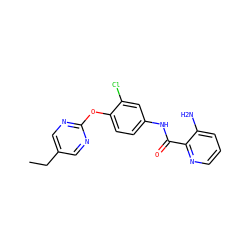 CCc1cnc(Oc2ccc(NC(=O)c3ncccc3N)cc2Cl)nc1 ZINC000653852832