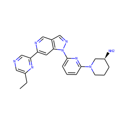 CCc1cncc(-c2cc3c(cn2)cnn3-c2cccc(N3CCC[C@H](N)C3)n2)n1 ZINC000217959652