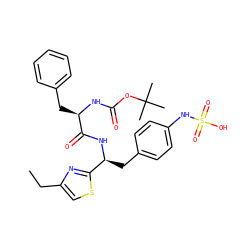 CCc1csc([C@H](Cc2ccc(NS(=O)(=O)O)cc2)NC(=O)[C@@H](Cc2ccccc2)NC(=O)OC(C)(C)C)n1 ZINC000113897818