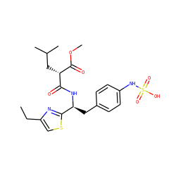 CCc1csc([C@H](Cc2ccc(NS(=O)(=O)O)cc2)NC(=O)[C@H](CC(C)C)C(=O)OC)n1 ZINC000045339167