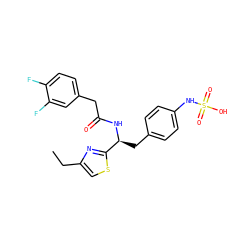 CCc1csc([C@H](Cc2ccc(NS(=O)(=O)O)cc2)NC(=O)Cc2ccc(F)c(F)c2)n1 ZINC000113973878