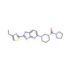 CCc1csc(-c2nc3nc(N4CCC[C@@H](C(=O)N5CCCC5)C4)ccc3[nH]2)n1 ZINC001772630043