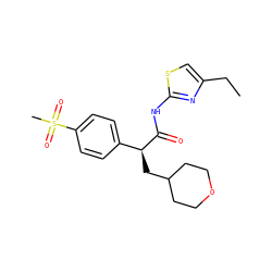 CCc1csc(NC(=O)[C@@H](CC2CCOCC2)c2ccc(S(C)(=O)=O)cc2)n1 ZINC000049808511
