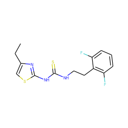 CCc1csc(NC(=S)NCCc2c(F)cccc2F)n1 ZINC000013744913