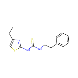 CCc1csc(NC(=S)NCCc2ccccc2)n1 ZINC000013744893