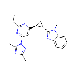 CCc1nc([C@H]2C[C@@H]2c2nc3ccccc3n2C)cc(-n2nc(C)nc2C)n1 ZINC000142977724