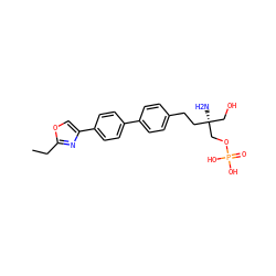 CCc1nc(-c2ccc(-c3ccc(CC[C@@](N)(CO)COP(=O)(O)O)cc3)cc2)co1 ZINC000653723609