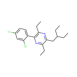 CCc1nc(-c2ccc(Cl)cc2Cl)c(CC)nc1CC(CC)CC ZINC000072179412