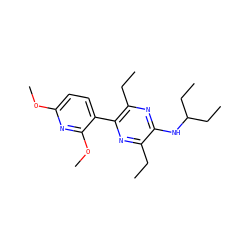 CCc1nc(-c2ccc(OC)nc2OC)c(CC)nc1NC(CC)CC ZINC000072177997