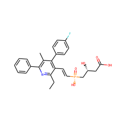 CCc1nc(-c2ccccc2)c(C)c(-c2ccc(F)cc2)c1/C=C/[P@](=O)(O)C[C@H](O)CC(=O)O ZINC000026719872