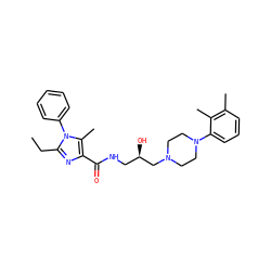 CCc1nc(C(=O)NC[C@@H](O)CN2CCN(c3cccc(C)c3C)CC2)c(C)n1-c1ccccc1 ZINC000168333329