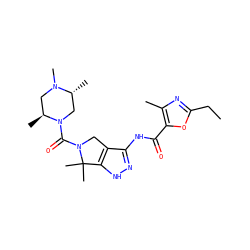 CCc1nc(C)c(C(=O)Nc2n[nH]c3c2CN(C(=O)N2C[C@@H](C)N(C)C[C@@H]2C)C3(C)C)o1 ZINC000114183078