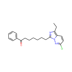 CCc1nc(CCCCCCC(=O)c2ccccc2)n2nc(Cl)ccc12 ZINC000005886951