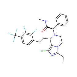 CCc1nc(Cl)c2n1CCN([C@@H](C(=O)NC)c1ccccc1)[C@H]2CCc1ccc(C(F)(F)F)c(F)c1F ZINC000096272294
