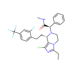 CCc1nc(Cl)c2n1CCN([C@@H](C(=O)NC)c1ccccc1)[C@H]2CCc1ccc(C(F)(F)F)cc1F ZINC000096272295