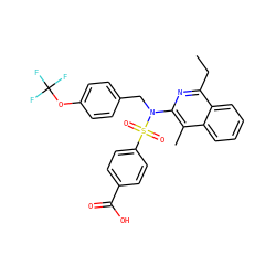 CCc1nc(N(Cc2ccc(OC(F)(F)F)cc2)S(=O)(=O)c2ccc(C(=O)O)cc2)c(C)c2ccccc12 ZINC000261164350