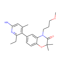 CCc1nc(N)cc(C)c1-c1ccc2c(c1)N(CCCOC)C(=O)C(C)(C)O2 ZINC001772627338