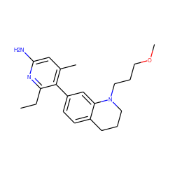 CCc1nc(N)cc(C)c1-c1ccc2c(c1)N(CCCOC)CCC2 ZINC001772590884