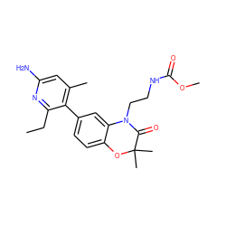 CCc1nc(N)cc(C)c1-c1ccc2c(c1)N(CCNC(=O)OC)C(=O)C(C)(C)O2 ZINC001772609261